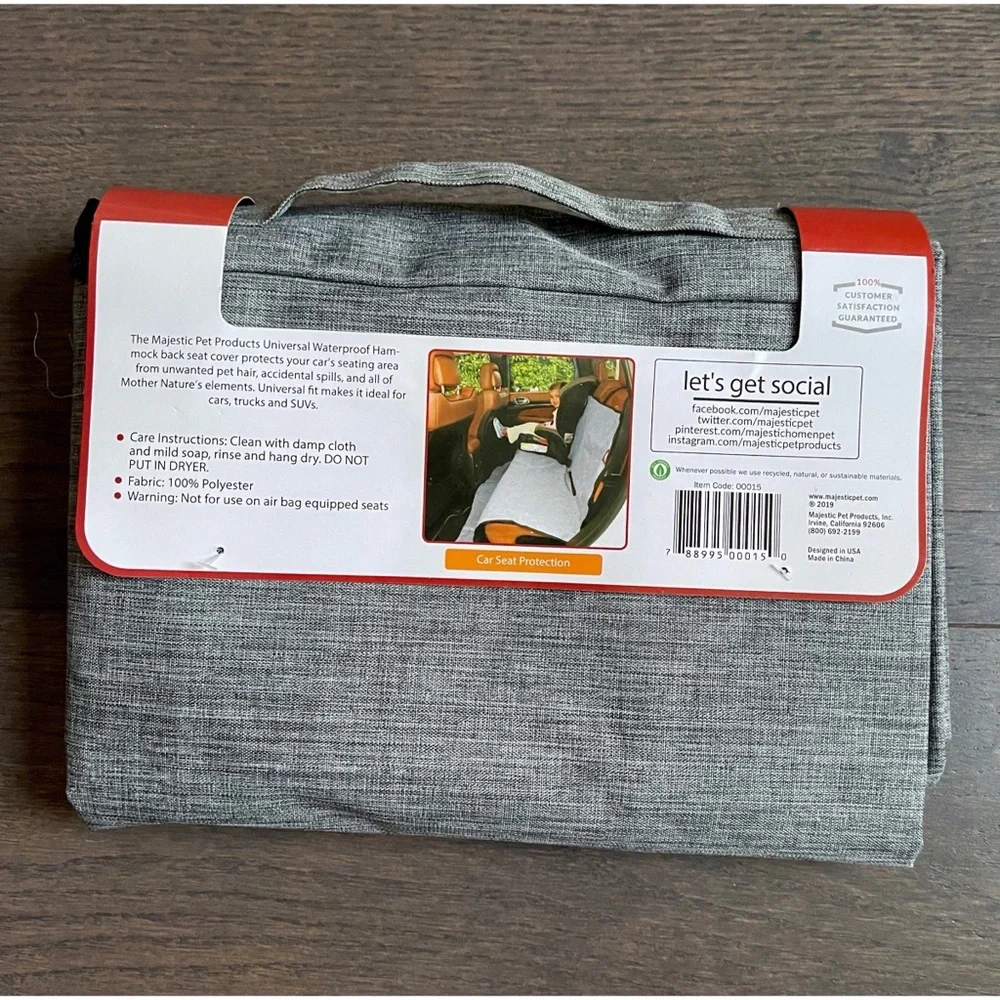 Majestic Pet Universal Waterproof Hammock Back Seat Cover - Heather Gray - NWT.